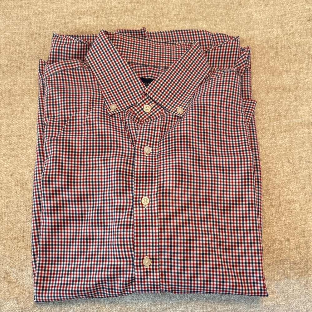 Proper Cloth Men's Red and Blue Checkered Dress Shirt